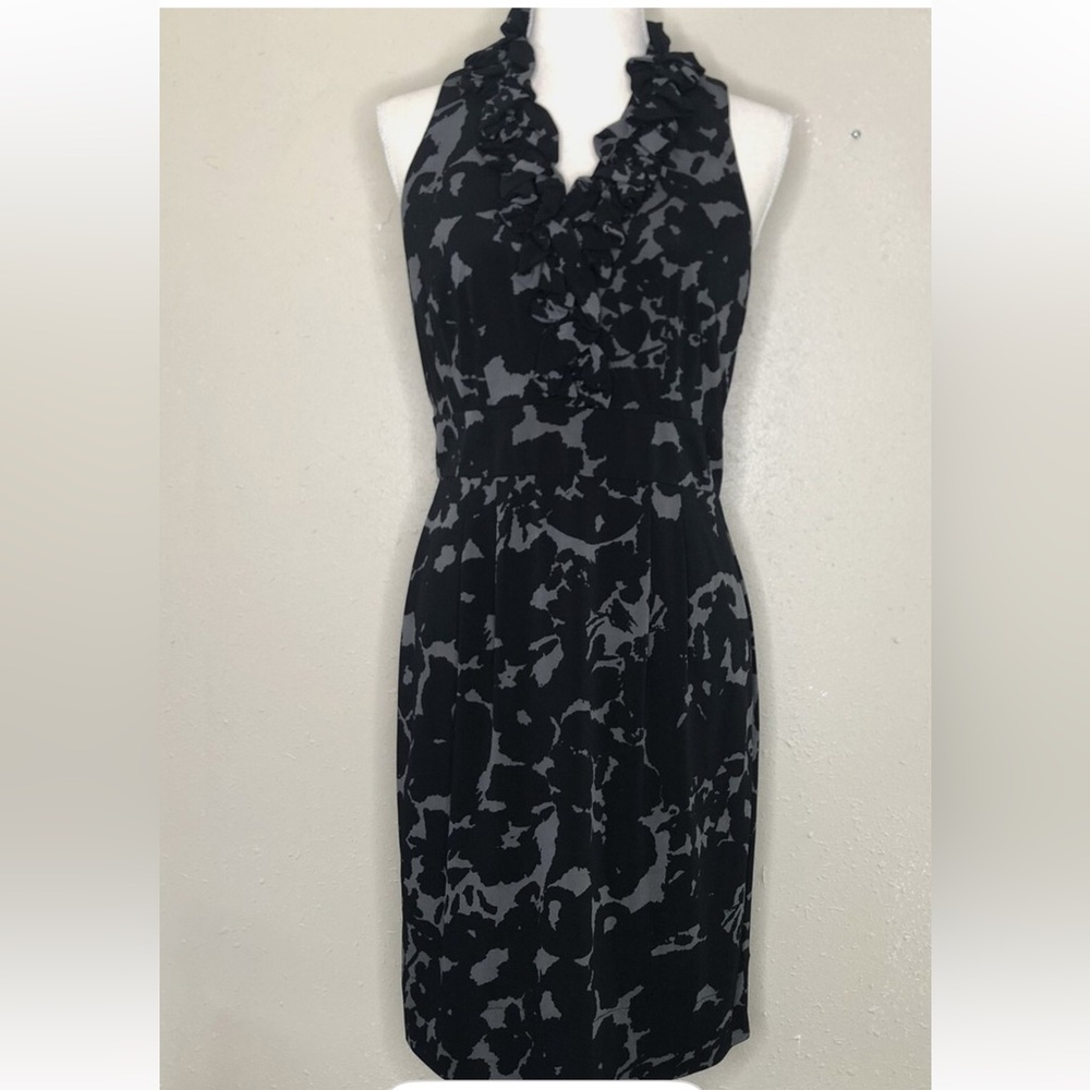 Taylor Black and Blue Midi Dress Retails $150